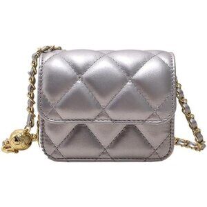 Women's Silver Mini Belt fashionable Leather Waist Sholder Crossbody Bag